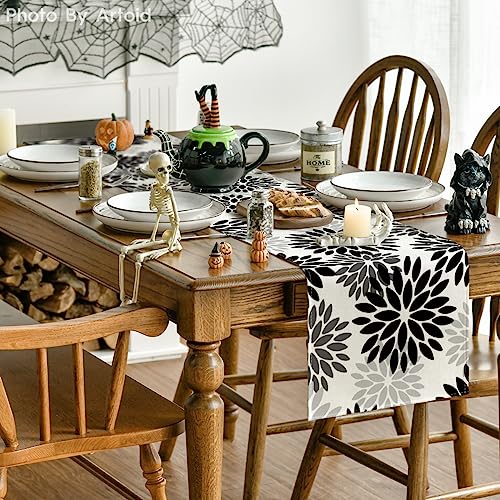 Black Dahlia Halloween Table Runner 13x90 Inch - Spun Polyester Home Decor