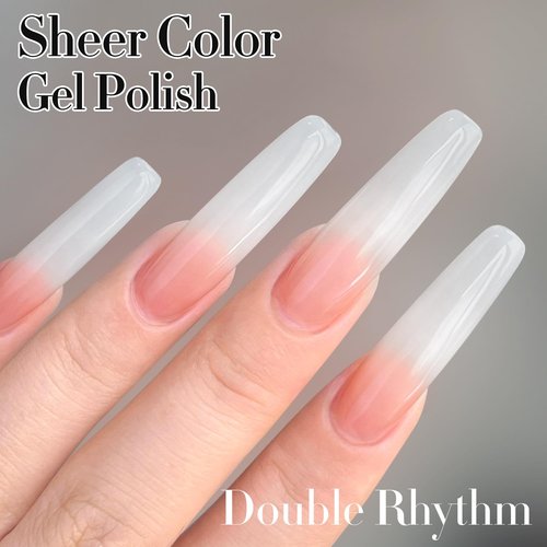 Double Rhythm Gel Nail Polish - Pure Sheer Soak Off Formula | Milky White 15ML for DIY Manicure