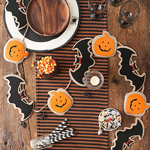 Halloween Bat & Pumpkin Garland - 72-Inch Indoor & Porch Decor - Spooky Fall Decorations