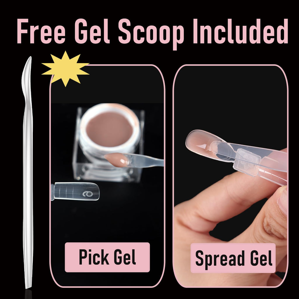 Wellquinn Dual-ended Short Nail Mold Kit, Square & Almond Shape, Embeddable Ultra-Thin Seamless Measured Nail Forms with Gel Scoop, 15 Sizes 75Pcs