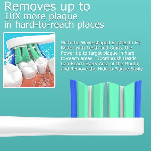 Philips Sonicare Replacement Brush Heads - Compatible with 4100, 5100, 6100, 9900 | 16-Pack (8 White + 8 Black)