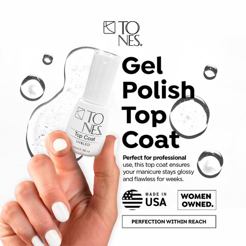 TONES Gel Nail Polish Top & Base Coat, 16ml High Gloss Clear Gel Polish for UV & LED, Extra Shine & Long Lasting Acrylic & Dip Powder Nails Top & Base Coat Nail Art Design Home DIY Manicure