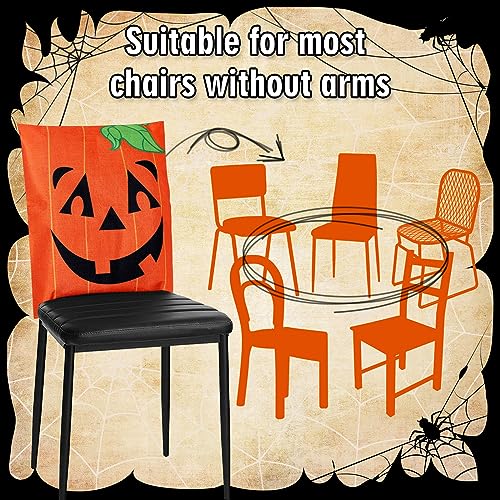 Halloween Chair Cover Set - 4 Cartoon Spooky Seat Slipcovers for Dining Room & Party