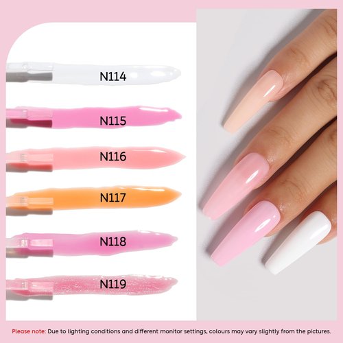 Nicedeco Hema Free Cruelty Free Vegan Gel Nail Polish 6 Pcs 8ml Nude Pink White Color Soak Off LED U V Gel Nail Kit Manicure DIY Home for Women