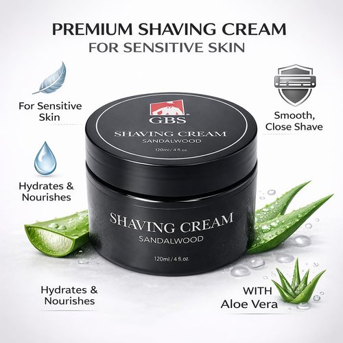G.B.S Sandalwood Shaving Cream - Hydrating Formula for Sensitive Skin | Smooth, Close Shave, 1 Pack