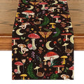 Black Fall Mushroom Table Runner 13x72 Inch - Farmhouse Kitchen Decor