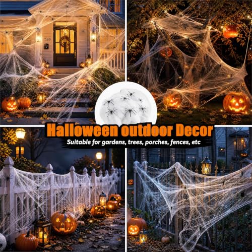 1400 Sqft Halloween Spider Web Decorations with 150 Fake Spiders - Creepy Haunted House Decor