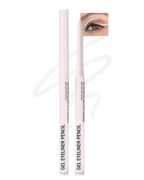 Skiennix Waterproof Gel Eyeliner Pencil - Metallic Retractable Cream, Long-Lasting & Hypoallergenic, Smudge-Proof - White Matte