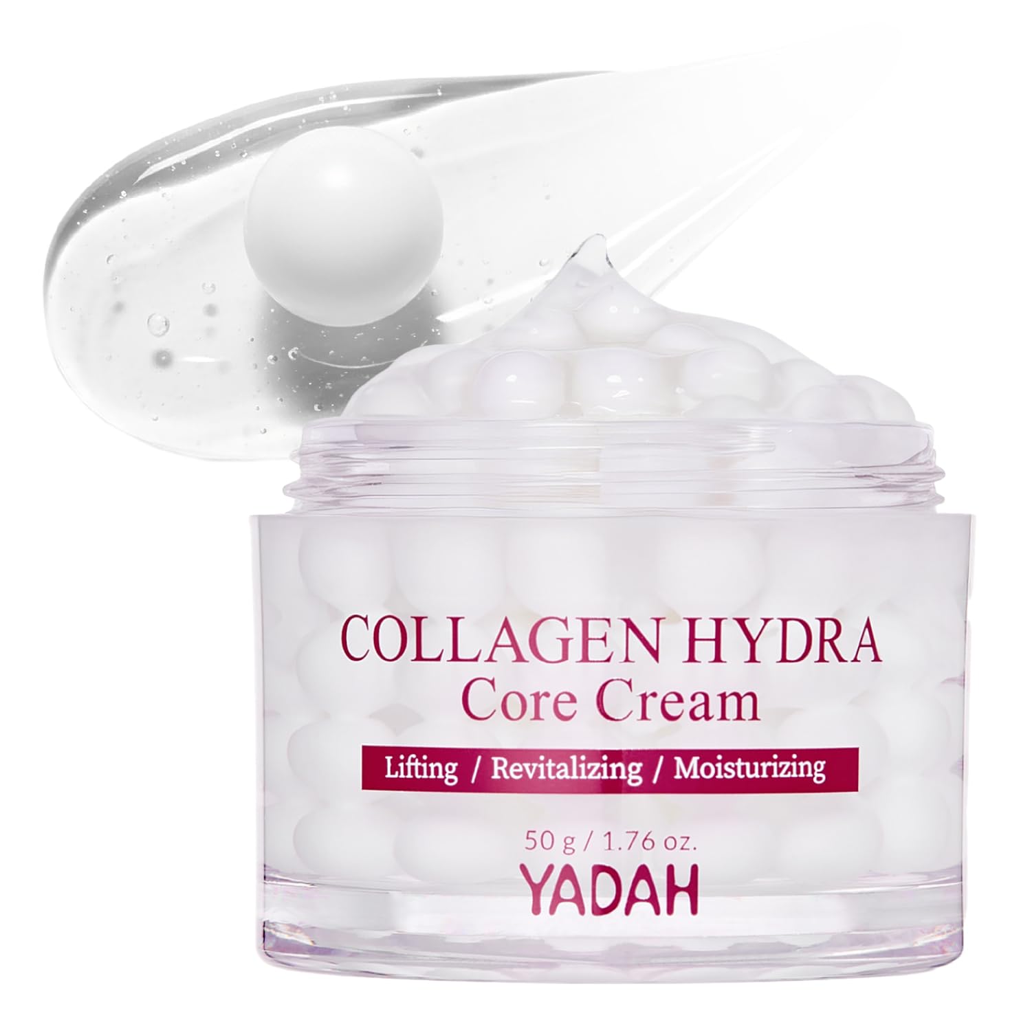 YADAH Collagen Hydra Core Cream – Capsule Filler Cream Moisturizer with 10 Types of Hyaluronic Acids, 1000ppm Low Molecular Collagen & Ceramide, Deep Hydration for Sensitive Skin, 1.76 oz