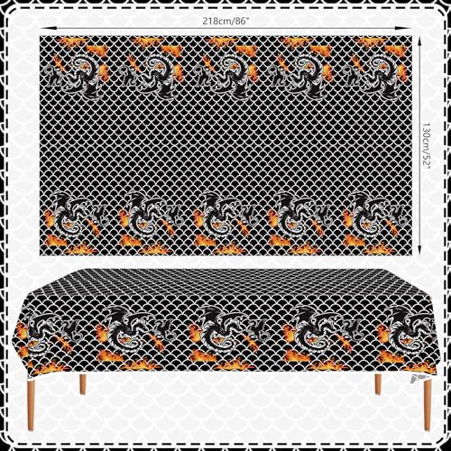 Dragon Party Table Covers Waterproof Rectangular Tablecloth 52 x 86 Inches - Black Dragon Theme Decorations