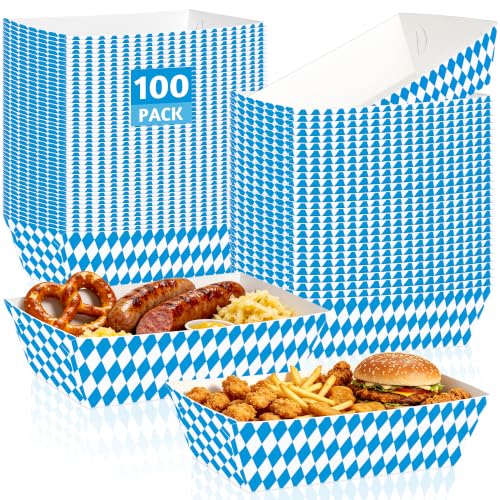 Oktoberfest Paper Food Trays Pack of 100 - Foldable Bavarian Party Supplies