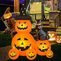 6 FT Halloween Inflatable Ghost Pumpkin & Black Cat Outdoor Decor with LED Lights