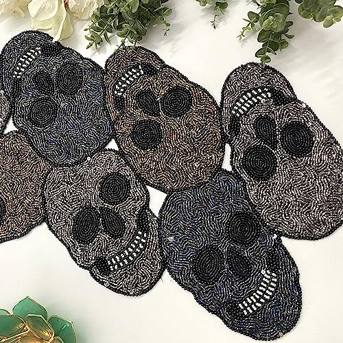 Handmade Bead Table Runner - Halloween Skull Fall Decor