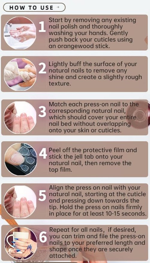QQPPOLIU Nail Press Ons - French, Nude, Flower & Rhinestone Designs - Long, Medium, Coffin, Square, 3D, Glitter, Fake Nails - 24pcs