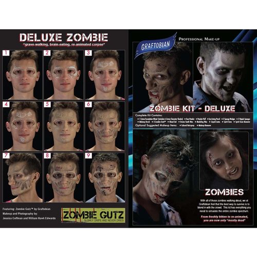 Graftobian Deluxe Zombie Makeup Kit - Expanded Theatrical Makeup Kit for Costumes, Cosplay, and Halloween