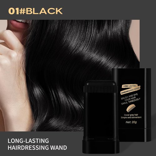 Glo7 Hair Dye Concealer Stick - Instant Gray Root Coverage | Waterproof & Long-Lasting (Brownish Black)