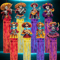 SNILOAW 8 Pcs Day of The Dead Sugar Skull Hanging Decorations - Skull a