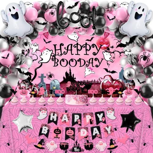 Pink Halloween Birthday Party Decorations - Pink 91P Variation