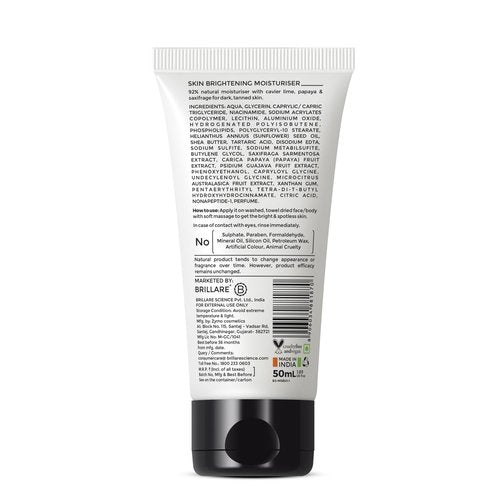 BRILLARE Professional Natural Moisturiser with Lime Caviar and Papaya, Supports Even Skin Tone and Healthy Radiance, 50ml