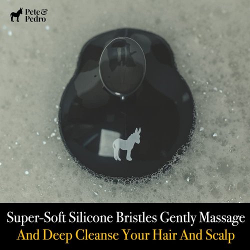 Pete & Pedro Scalp Massager Shampoo Brush - Soft Silicone Bristles for Hair Care & Lather | Dry Scalp Scrubber & Dandruff Exfoliator