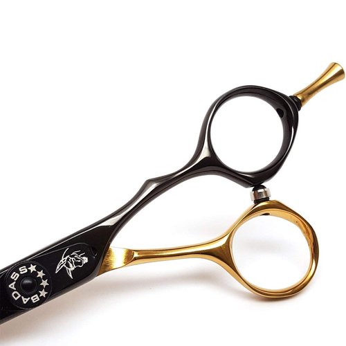 Badass Beard Care Gold Series Barber Quality Beard Shaping Scissors - 5.25 inches long, Surgical Grade Stainless Steel (HRC 59-61), Hand adjustable tension knob