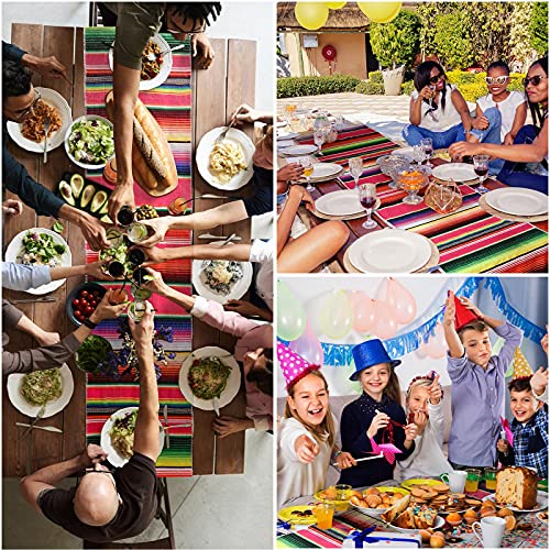 Mexican Serape Table Runners - Set of 10 Cotton Fiesta Decorations 14x84 Inches