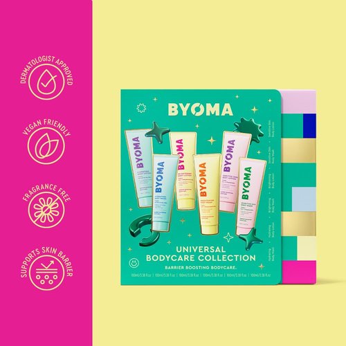 BYOMA Body Care Holiday Gift Set (6-Piece Kit) - Hydrating, Brightening & Sensitive Body Wash & Lotion - Travel Size, Supports Skin Barrier