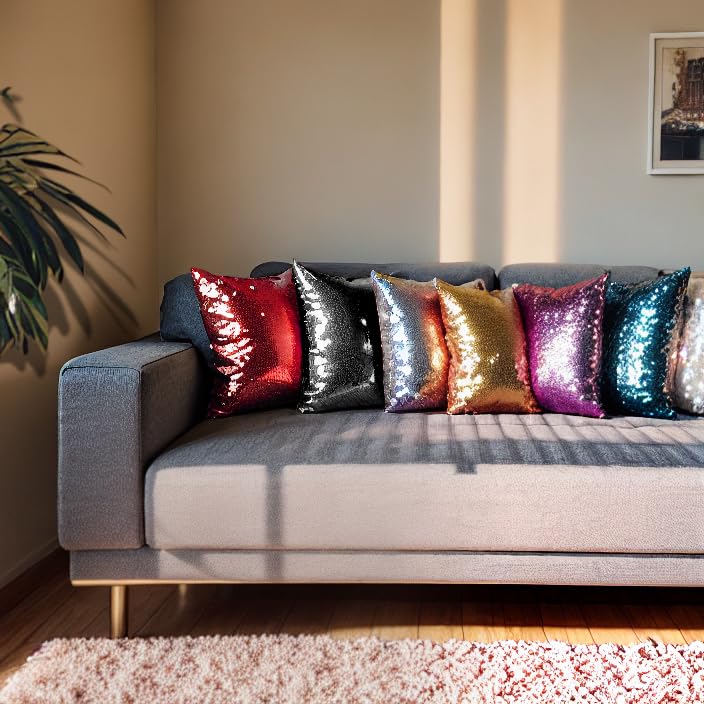 Purple Sequin Pillow Blanks 16x16 Inches - Pack of 4, Sublimation Ready