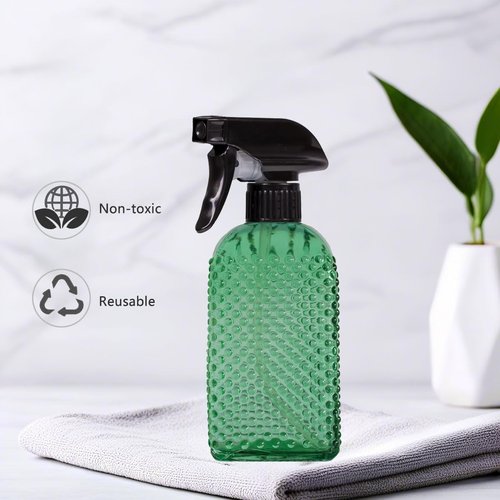 Skiennix Plant Mister Glass Spray Bottle - 3 Pack 13oz Reusable Green | Adjustable Nozzle for Indoor Plants & Gardening