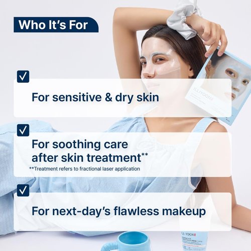 Illiyoon Ceramide Ato Concentrate Gel Face Mask | 34g x 4ea, Ceramide & Collagen Hydrating Overnight Hydrogel Mask with Hyaluronic Acid, Korean Pore Tightening Sleep Mask, Glass Skin Glow