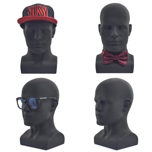 SK-QACD Mannequin Head Male Professional Cosmetology Manikin Head for Display Headset, Headphone, Game Console, Hats, Wigs Jewellery（L90-YH）