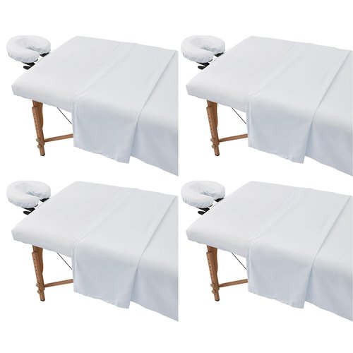 4 Sets Extra Thick Massage Table Sheets Sets Soft Premium Microfiber 3 Piece Set Massage Sheet Set for Salon Spa Bed Include Fitted Covers Flat Sheets Face Cradle Cover