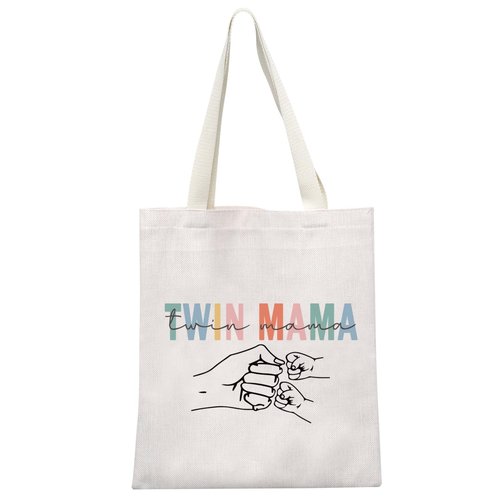 GJTIM Twin Mama Gift Mom Of Twins Gift Makeup Bag Mommy To Be Gift New Mom Travel Pouch Mothers Day Gift from Twins (Twin Mama Tote)