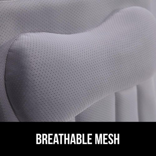 GORILLA GRIP Bath Pillow for Tub, Strong Suction Cups, Headrest with Mesh FlexComfort Technology, Neck, Head and Back Support, Luxury Machine Wash Bathtub Pillows, Spa Essential Accessories, Gray