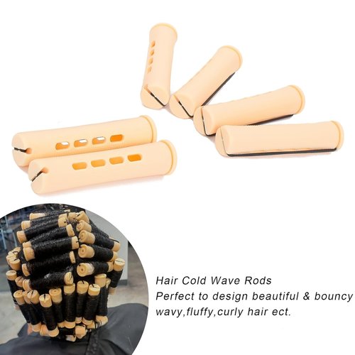 Skiennix Perm Rods - 40 Pcs Beige Plastic Curlers for Short Hair | Medium Size Hair Rollers for Styling