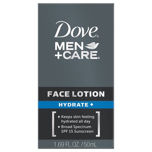 Dove Men + Care Face Lotion Hydrate with Broad Spectrum SPF 15, 1.69 Fl Oz