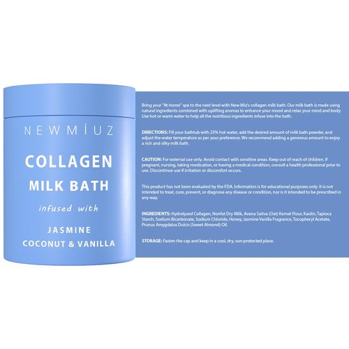 Creamy Coconut Collagen Milk Bath Soak Powder Moisturize & Soften Skin – Vanilla Jasmine Luxury Spa Bubble Bath Salt Mother's Birthday Christmas Relaxation Gifts for Women Perfect Stocking Stuffers