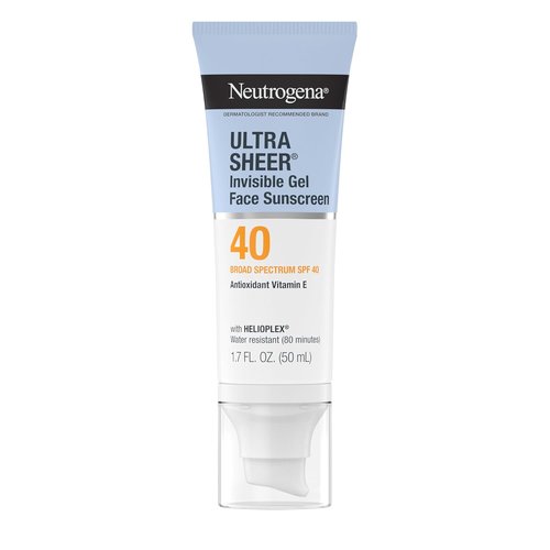 Neutrogena Ultra Sheer Face Sunscreen Gel SPF 40 - Matte Finish, Moisturizer & Primer, Travel Size 1.7 oz