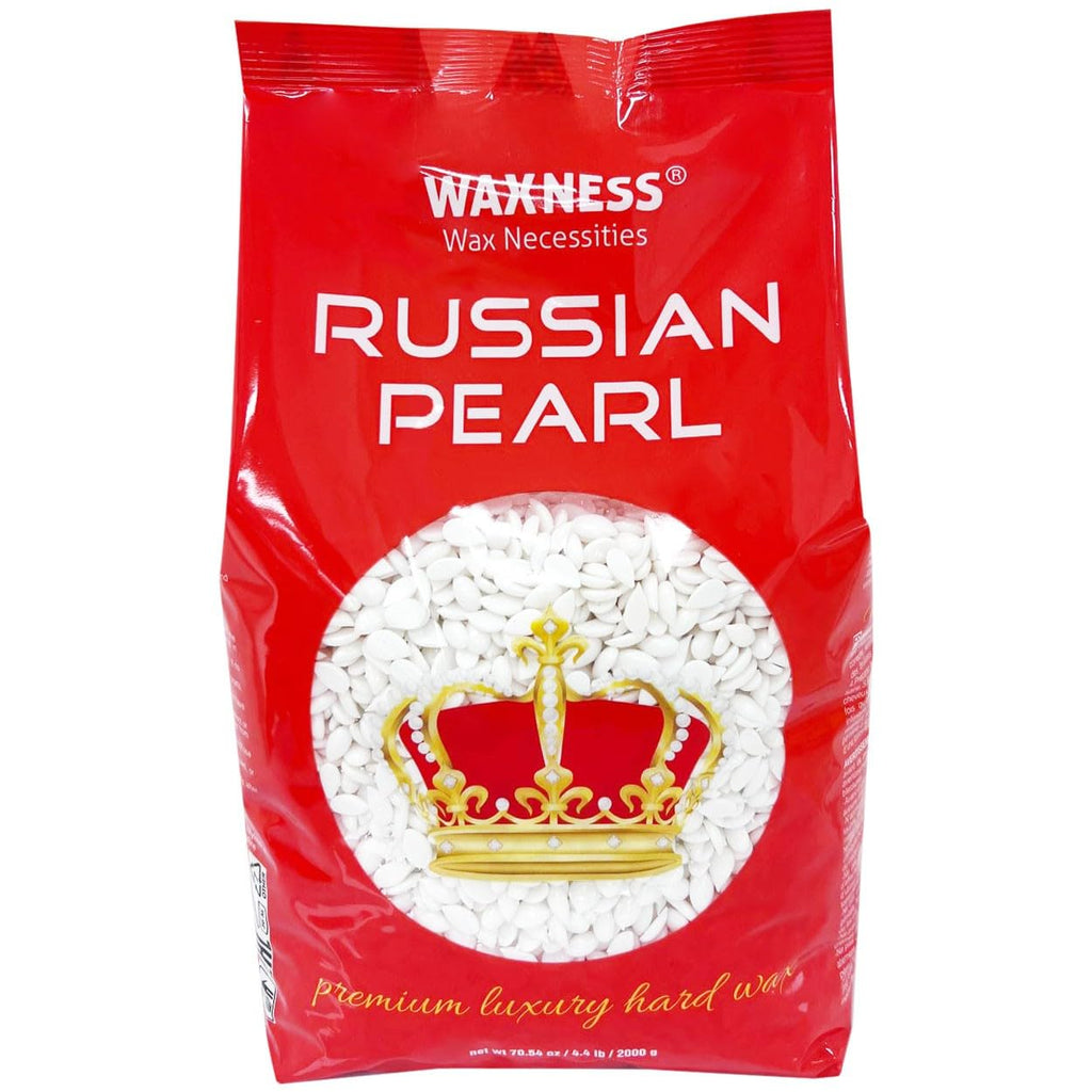 Waxness Russian Pearl Hard Wax Beads 4.4 lb (2 kg) – Rosin-Free Stripless Hard Wax with Creamy Texture and Skin Visibility, Professional Use – Made in Italy