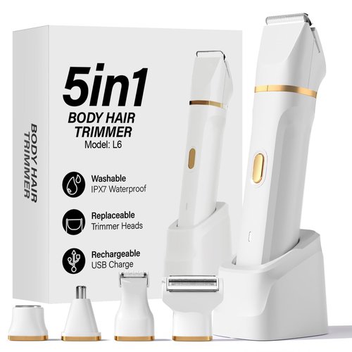 Bikini Trimmer for Women,5 in 1 Waterproof Electric Razors for Women Pubic Facial Nose Body Leg Hair Removal, Anniversary Birthday Christmas gifts for women self care, Stocking Stuffers for Teen Girls