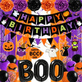 Halloween Birthday Party Decorations Set - 73 Pieces with Banner, Balloons, Bat Stickers, Garland & More - Birthday Variation