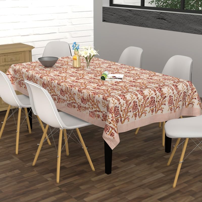 Blush Branches Tablecloth - 60x90 Inch Rectangular Cotton Farmhouse Decor