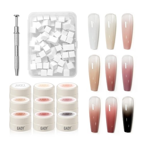 GAOY Patting Gel Nail Polish Kit, 9 Colors UV LED Ombre Painting Gel with Sponges, Soak Off Pigmented Colors, Beginner Friendly Gradient & Aura Nail Art Set for Home & Salon Use, Rose Garden