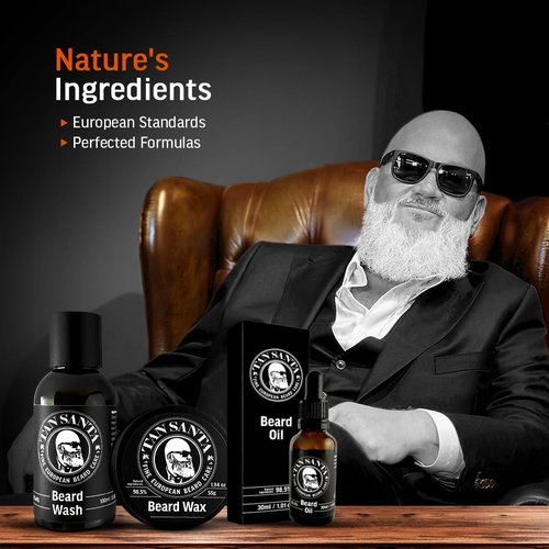 Tan Santa Beard Wax/Balm/Butter for Men With Bergamot Oil and Beeswax - Softener and Moisturizer for the Modern Man
