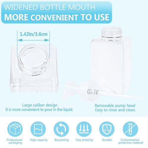Foaming Soap Dispenser 15oz/450ml Clear Empty Foam Soap Dispensers, Square Refillable Plastic Foaming Hand Soap Dispenser Soap Pump for Liquid Soap, Shampoo, Body Wash(4 Pack)