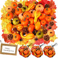 150PCS Fall Thanksgiving Pumpkin Gourd Leaves Decor Set - Artificial Autumn Decorations