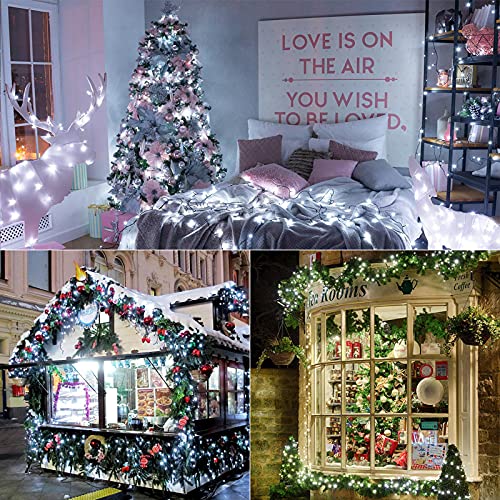 Wide Angle Christmas String Lights - Cool White, 100 LED Connectable, Indoor & Outdoor Decor