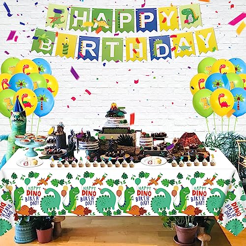 Dinosaur Tablecloth 4 Pack - 86 x 51 Inch Plastic Party Cover for Kids Birthday