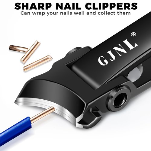 Toenail Clippers for Seniors Toenails, Heavy Duty Nail Clippers for Men Thick Nails with Wide Jaw Opening, Slanted Curved Large Fingernail Clippers, Black