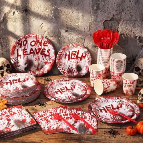 Halloween Bloody Zombie Party Tableware Set for 40 Guests - Disposable Decorations